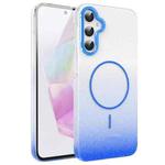 For Samsung Galaxy A34 5G Gold Diamond Glitter Gradient MagSafe Shockproof Phone Case(Blue)