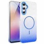 For Samsung Galaxy A54 5G Gold Diamond Glitter Gradient MagSafe Shockproof Phone Case(Blue)