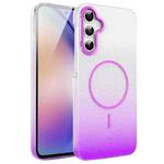 For Samsung Galaxy A54 5G Gold Diamond Glitter Gradient MagSafe Shockproof Phone Case(Purple)