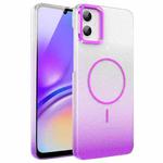 For Samsung Galaxy A05 Gold Diamond Glitter Gradient MagSafe Shockproof Phone Case(Purple)