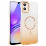 For Samsung Galaxy A05 Gold Diamond Glitter Gradient MagSafe Shockproof Phone Case(Gold)