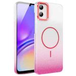 For Samsung Galaxy A05 Gold Diamond Glitter Gradient MagSafe Shockproof Phone Case(Red)