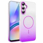 For Samsung Galaxy A05s Gold Diamond Glitter Gradient MagSafe Shockproof Phone Case(Purple)