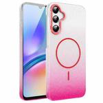 For Samsung Galaxy A05s Gold Diamond Glitter Gradient MagSafe Shockproof Phone Case(Red)