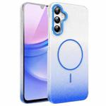 For Samsung Galaxy A15 4G / 5G Gold Diamond Glitter Gradient MagSafe Shockproof Phone Case(Blue)