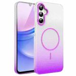 For Samsung Galaxy A15 4G / 5G Gold Diamond Glitter Gradient MagSafe Shockproof Phone Case(Purple)