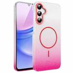 For Samsung Galaxy A15 4G / 5G Gold Diamond Glitter Gradient MagSafe Shockproof Phone Case(Red)