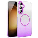 For Samsung Galaxy S23 FE 5G Gold Diamond Glitter Gradient MagSafe Shockproof Phone Case(Purple)