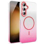 For Samsung Galaxy S23 FE 5G Gold Diamond Glitter Gradient MagSafe Shockproof Phone Case(Red)