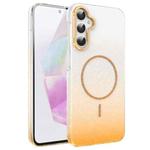 For Samsung Galaxy A35 5G Gold Diamond Glitter Gradient MagSafe Shockproof Phone Case(Gold)