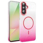 For Samsung Galaxy A55 5G Gold Diamond Glitter Gradient MagSafe Shockproof Phone Case(Red)