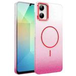 For Samsung Galaxy A06 4G Gold Diamond Glitter Gradient MagSafe Shockproof Phone Case(Red)