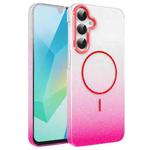 For Samsung Galaxy A16 5G Gold Diamond Glitter Gradient MagSafe Shockproof Phone Case(Red)