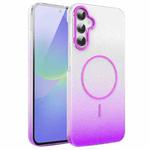 For Samsung Galaxy A36 5G Gold Diamond Glitter Gradient MagSafe Shockproof Phone Case(Purple)