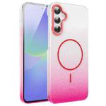 For Samsung Galaxy A36 5G Gold Diamond Glitter Gradient MagSafe Shockproof Phone Case(Red)