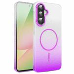 For Samsung Galaxy A56 5G Gold Diamond Glitter Gradient MagSafe Shockproof Phone Case(Purple)