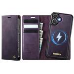 For iPhone 16 CaseMe C49 MagSafe RFID Blocking Detachable Wallet Leather Phone Case(Purple)