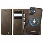 For iPhone 16 Plus CaseMe C49 MagSafe RFID Blocking Detachable Wallet Leather Phone Case(Coffee)