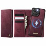 For iPhone 16 Pro CaseMe C49 MagSafe RFID Blocking Detachable Wallet Leather Phone Case(Red)