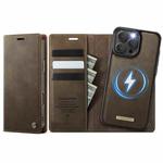 For iPhone 16 Pro CaseMe C49 MagSafe RFID Blocking Detachable Wallet Leather Phone Case(Coffee)