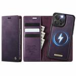 For iPhone 16 Pro CaseMe C49 MagSafe RFID Blocking Detachable Wallet Leather Phone Case(Purple)