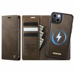 For iPhone 15 CaseMe C49 MagSafe RFID Blocking Detachable Wallet Leather Phone Case(Coffee)