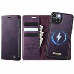 For iPhone 15 CaseMe C49 MagSafe RFID Blocking Detachable Wallet Leather Phone Case(Purple)