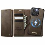 For iPhone 14 Pro CaseMe C49 MagSafe RFID Blocking Detachable Wallet Leather Phone Case(Coffee)