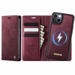 For iPhone 13 CaseMe C49 MagSafe RFID Blocking Detachable Wallet Leather Phone Case(Red)