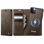 For iPhone 11 Pro Max CaseMe C49 MagSafe RFID Blocking Detachable Wallet Leather Phone Case(Coffee)