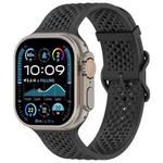 For Apple Watch 46mm / 49mm / 45mm / 44mm Breathable Holes Silicone Watch Band(Black)