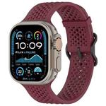 For Apple Watch 46mm / 49mm / 45mm / 44mm Breathable Holes Silicone Watch Band(Burgundy)
