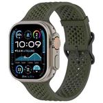 For Apple Watch 46mm / 49mm / 45mm / 44mm Breathable Holes Silicone Watch Band(Army Green)