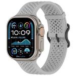 For Apple Watch 46mm / 49mm / 45mm / 44mm Breathable Holes Silicone Watch Band(Cloudy Gray)