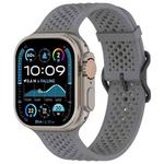For Apple Watch 46mm / 49mm / 45mm / 44mm Breathable Holes Silicone Watch Band(Space Gray)
