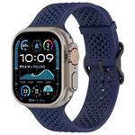 For Apple Watch 46mm / 49mm / 45mm / 44mm Breathable Holes Silicone Watch Band(Midnight Blue)