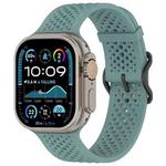 For Apple Watch 46mm / 49mm / 45mm / 44mm Breathable Holes Silicone Watch Band(Olive Green)