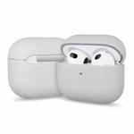 For AirPods 2 / 1 Litchi Grain Genuine Leather Earbuds Protective Case(Gray White)