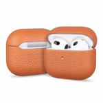 For AirPods Pro Litchi Grain Genuine Leather Earbuds Protective Case(Brown)