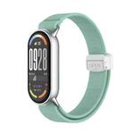 For Xiaomi Smart Band 10 / 9 / 8 Metal Head Magnetic Plastic Buckle Elastic Nylon Watch Band(Aqua)