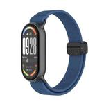 For Xiaomi Smart Band 10 / 9 / 8 Metal Head Magnetic Plastic Buckle Elastic Nylon Watch Band(Cold Blue)