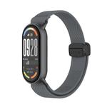 For Xiaomi Smart Band 10 / 9 / 8 Metal Head Magnetic Plastic Buckle Elastic Nylon Watch Band(Charcoal)