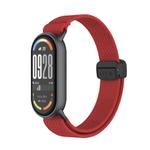 For Xiaomi Smart Band 10 / 9 / 8 Metal Head Magnetic Plastic Buckle Elastic Nylon Watch Band(Red)