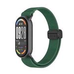 For Xiaomi Smart Band 10 / 9 / 8 Metal Head Magnetic Plastic Buckle Elastic Nylon Watch Band(Army Green)