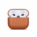 For AirPods 2 / 1 Full-grain Genuine Leather Earbuds Protective Case(Brown)