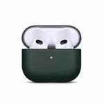 For AirPods Pro Full-grain Genuine Leather Earbuds Protective Case(Fir Green)