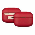 For  Sony LinkBuds S Grained Genuine Leather Bluetooth Headset Protective Case(Red)