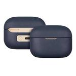 For  Sony LinkBuds S Grained Genuine Leather Bluetooth Headset Protective Case(Dark Blue)