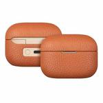 For  Sony LinkBuds S Litchi Print Genuine Leather Bluetooth Headset Protective Case(Brown)
