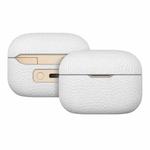For  Sony LinkBuds S Litchi Print Genuine Leather Bluetooth Headset Protective Case(Gray White)